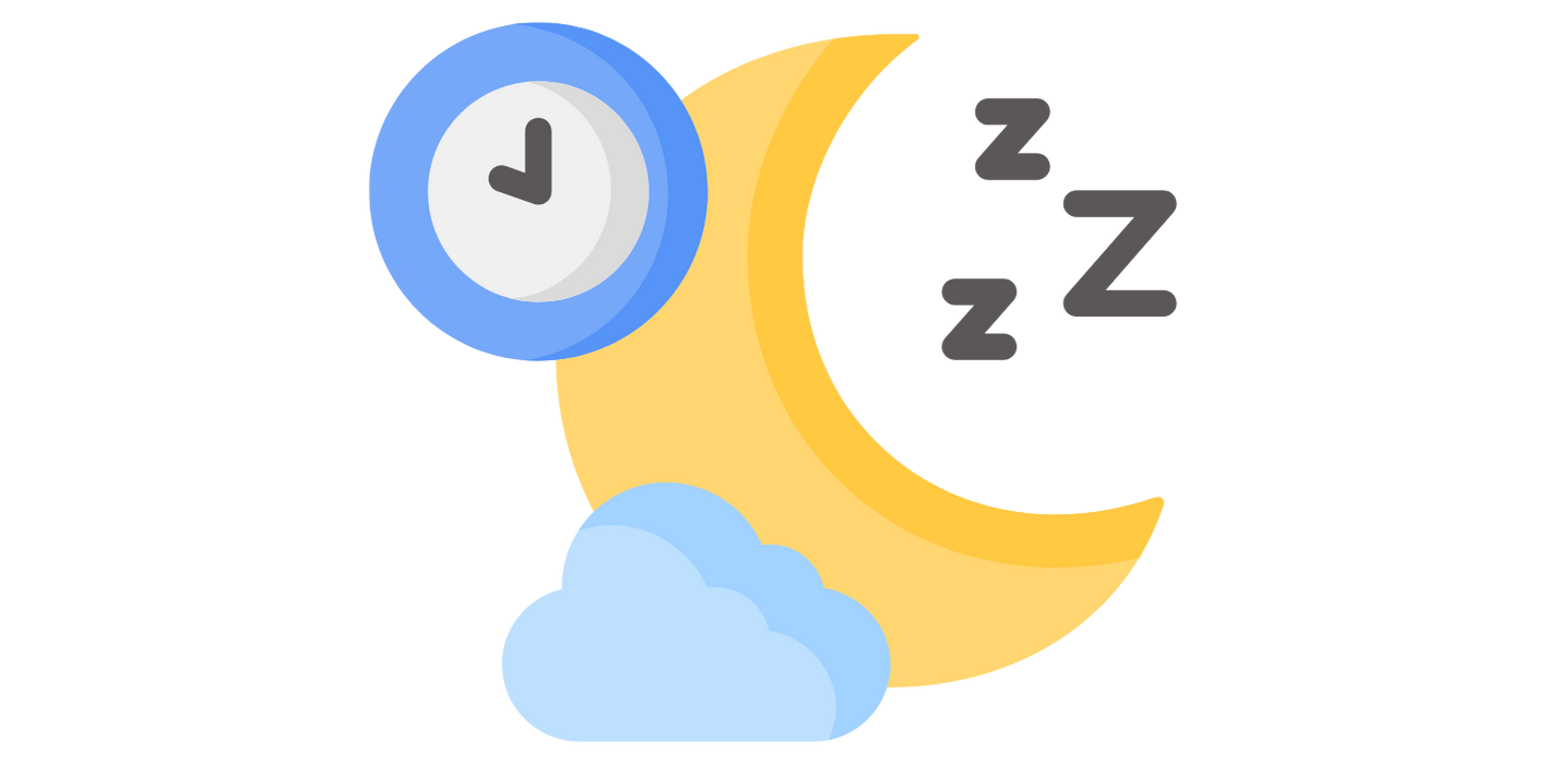 IcĂŽne d'un croissant de lune sur un nuage avec une horloge au dessus