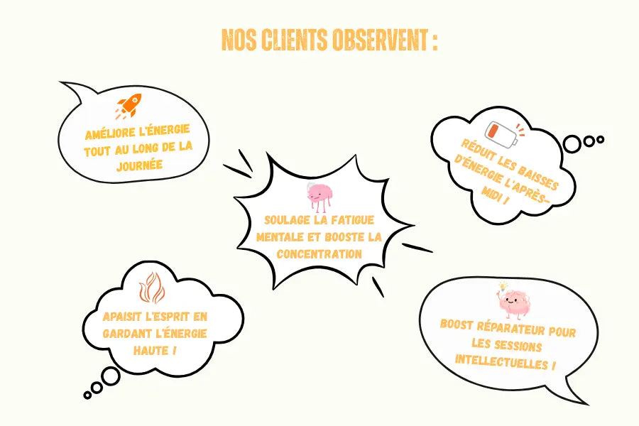 Illustration présentant plusieurs avis clients sur les compléments alimentaire booster énergie de la marque voie du milieu