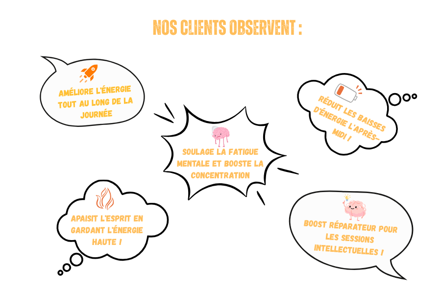 Illustration présentant plusieurs avis clients sur les compléments alimentaire Booster énergie de la marque voie du milieu