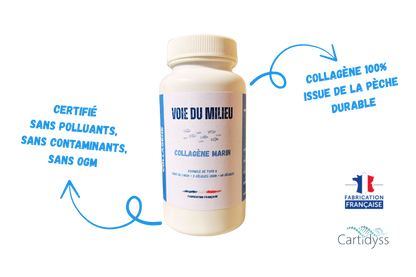 Photo du flacon des compléments alimentaire collagène marin de la marque voie du milieu