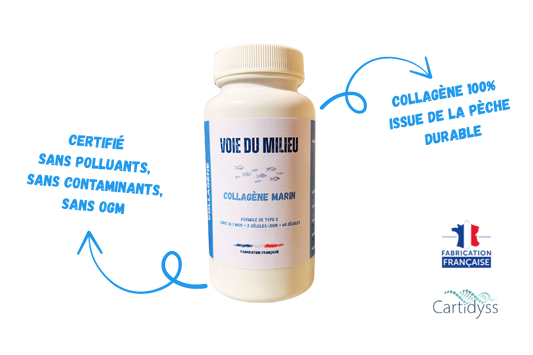 Photo du flacon des compléments alimentaire collagène marin de la marque voie du milieu