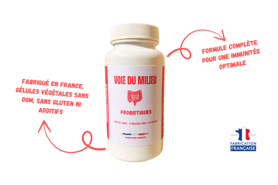 Photo du flacon des compléments alimentaire probiotiques de la marque voie du milieu