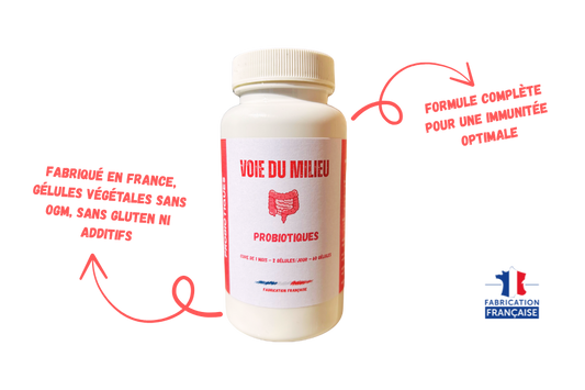 Photo du flacon des compléments alimentaire probiotiques de la marque voie du milieu