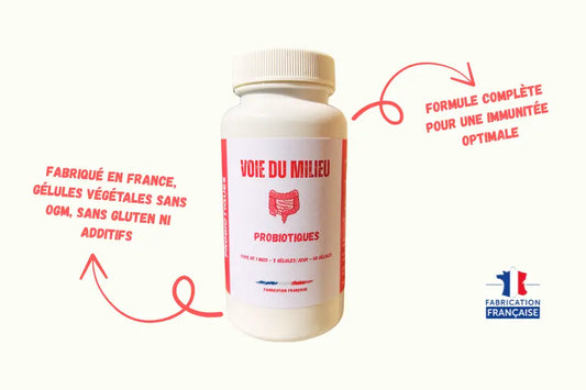 Photo du flacon des compléments alimentaire probiotiques de la marque voie du milieu